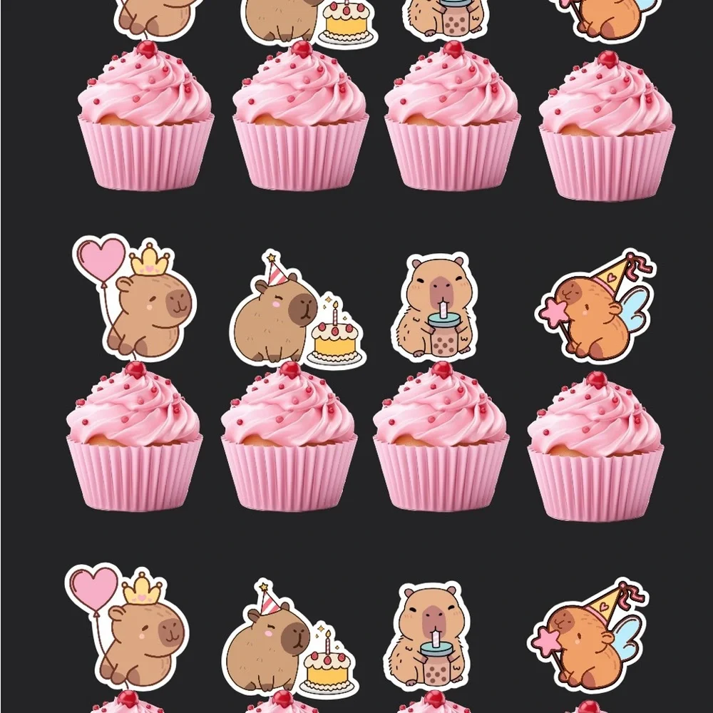 Capybara themed birthday party cupcake toppers